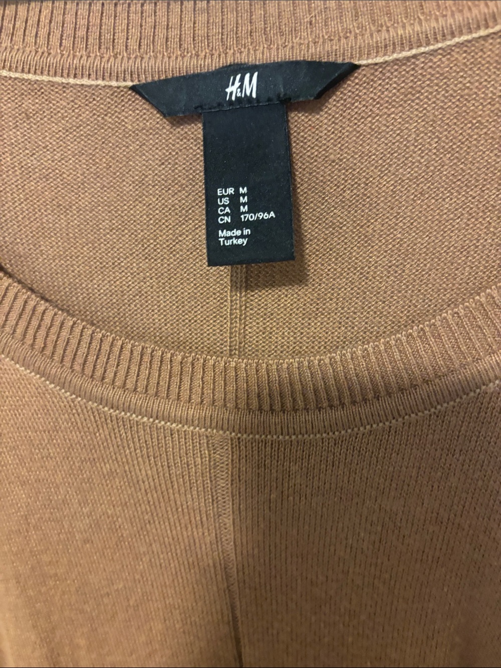 H&M Men’s Camel Crewneck Jumper - Soft Knit